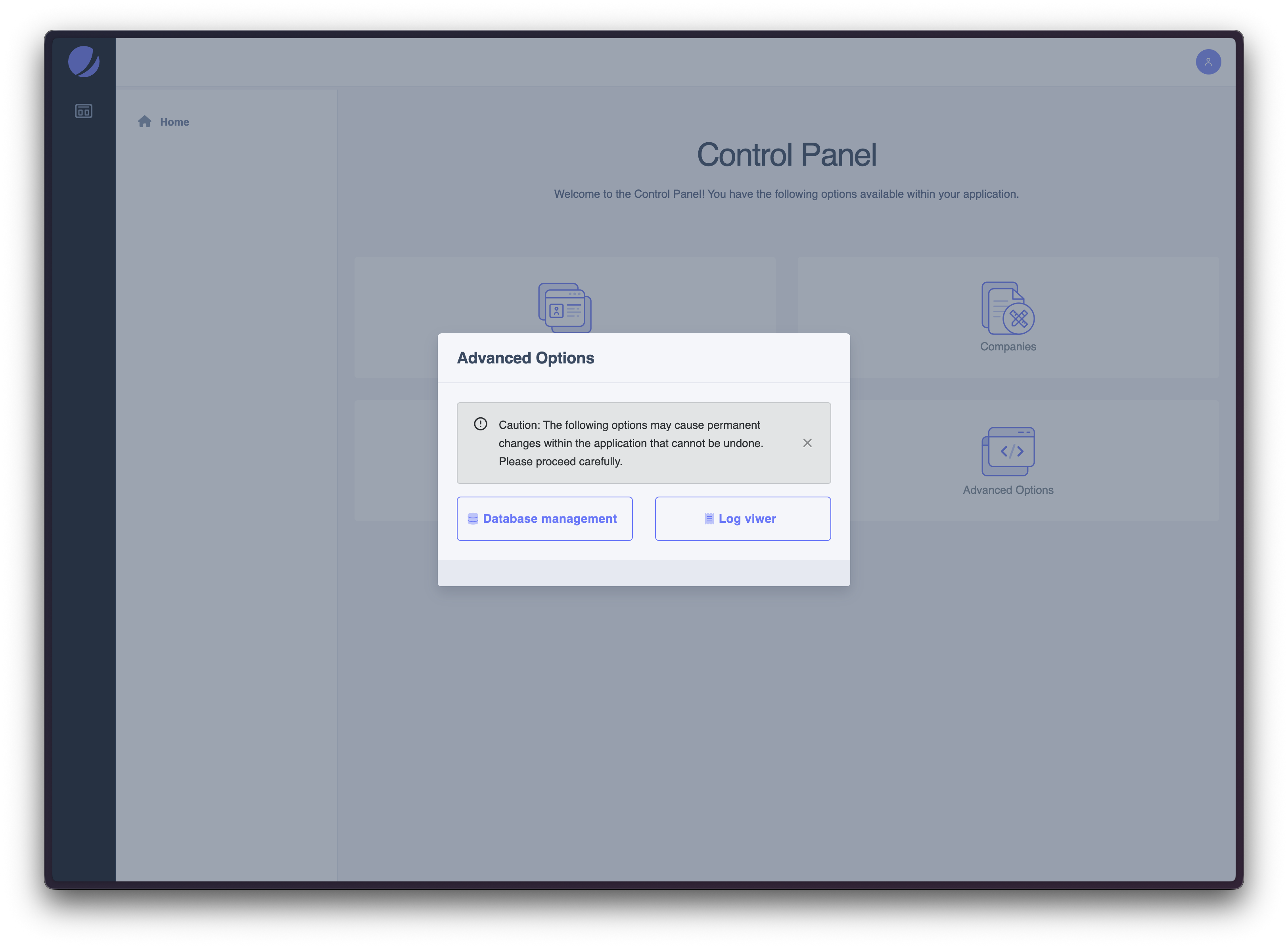 Kitu Kizuri Advanced Options modal